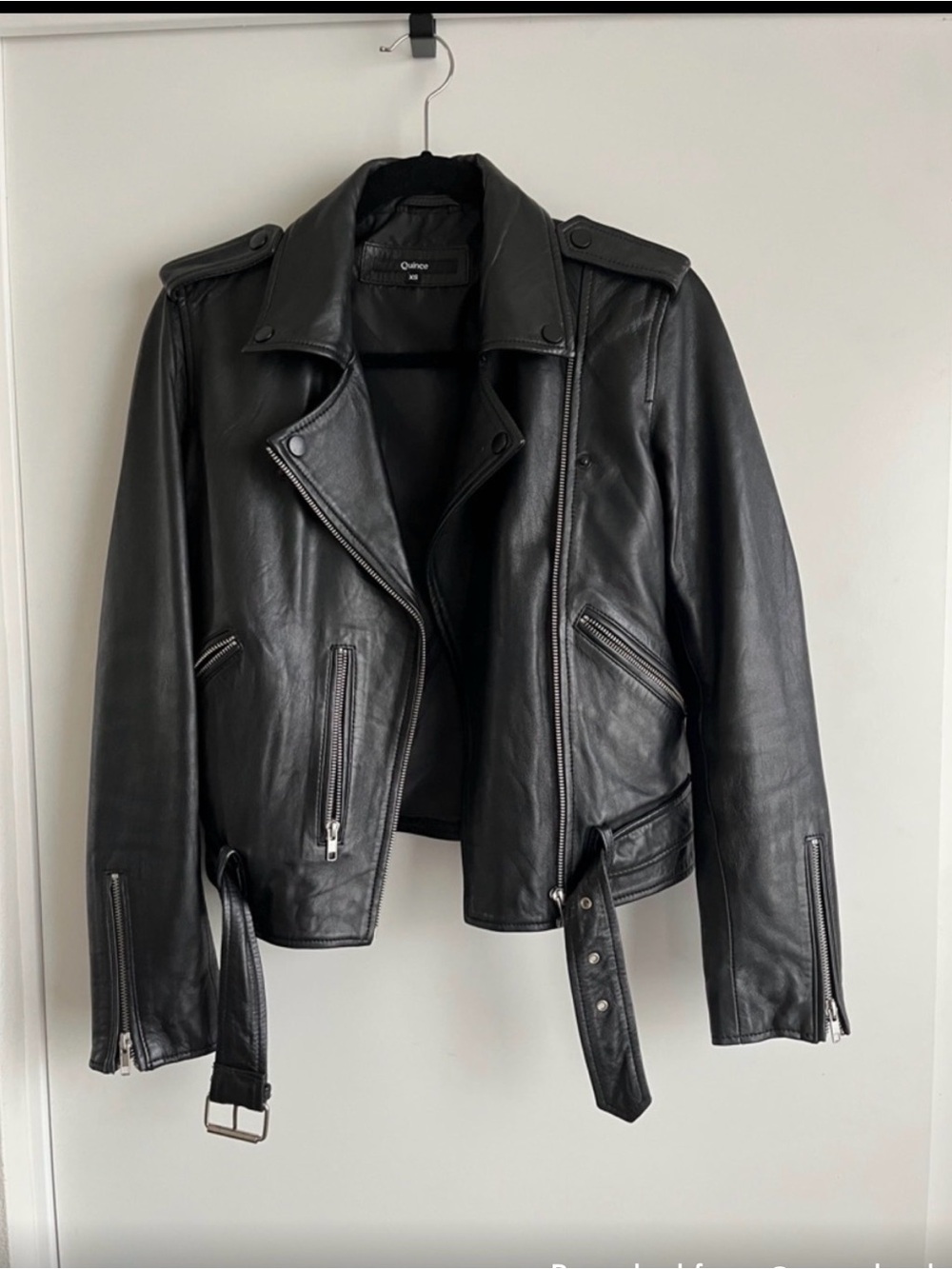 Quince Black Leather Biker Jacket